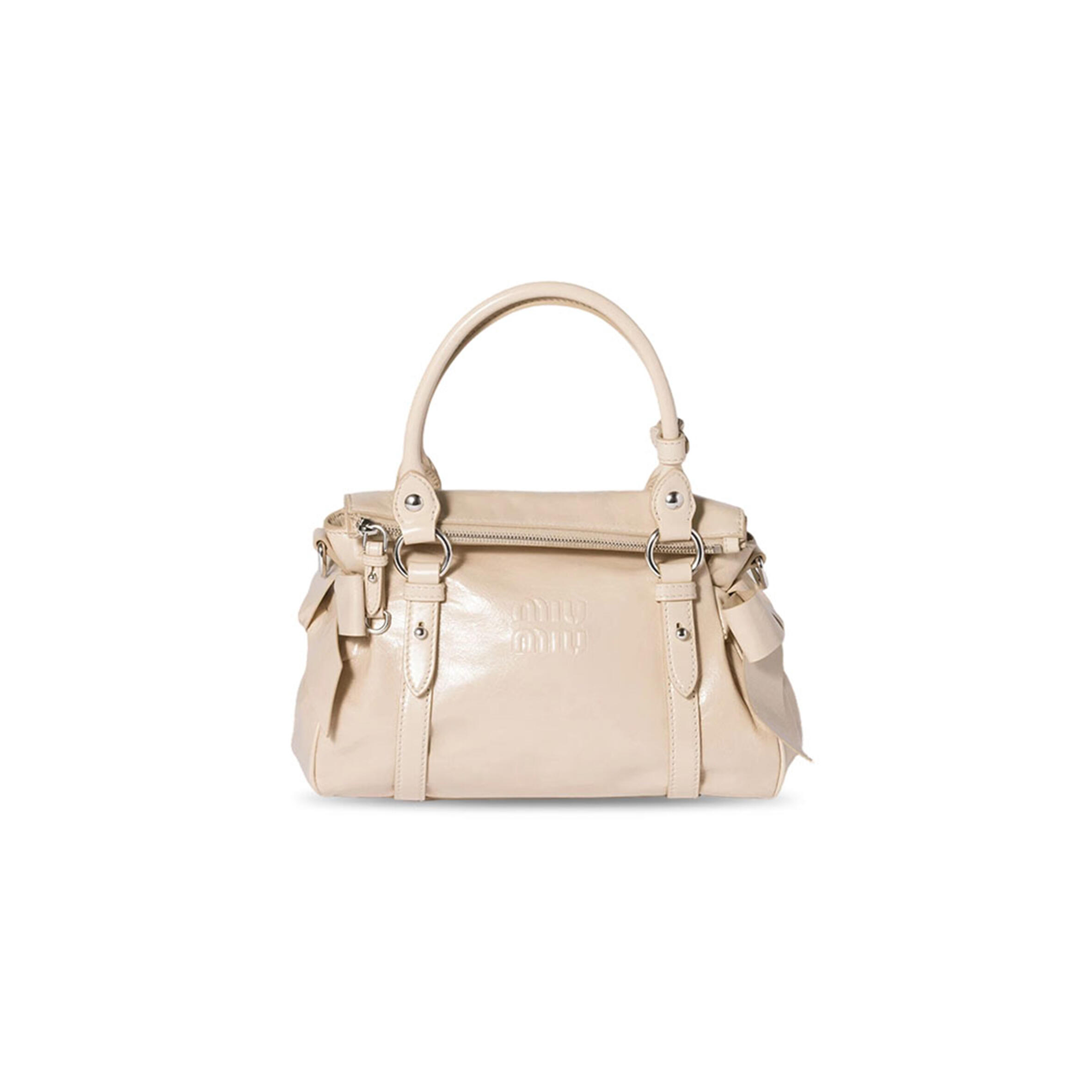 MIU MIU SHINY LEATHER TOP-HANDLE BAG 5BA327 (27*16*13cm)